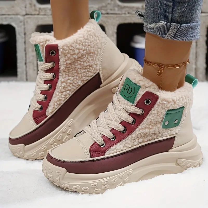 Kobieta | Śniegowce | Sneakersy Na Platformie | Wysoka Cholewka | Styl Casual