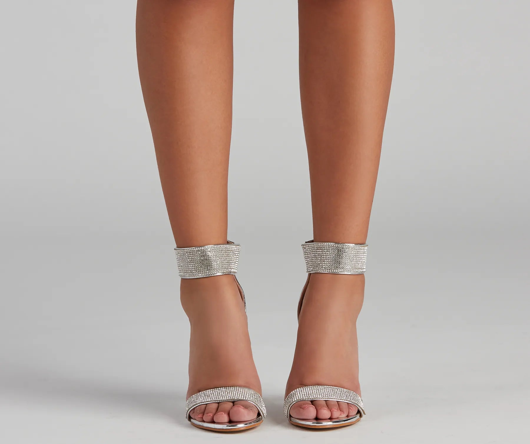 Srebrne Stiletto Haki z Kryształkami
