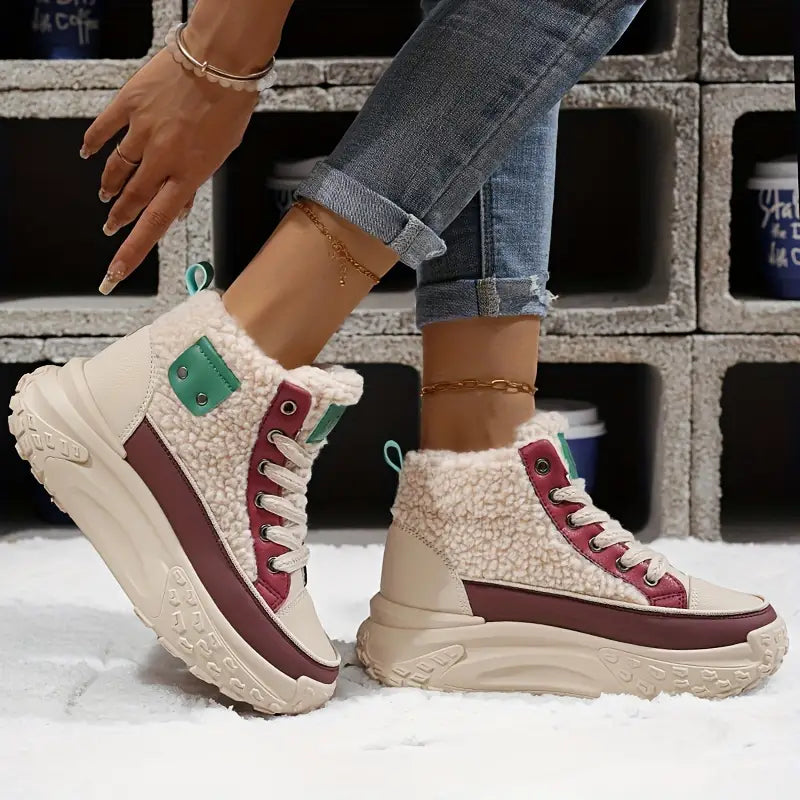 Kobieta | Śniegowce | Sneakersy Na Platformie | Wysoka Cholewka | Styl Casual