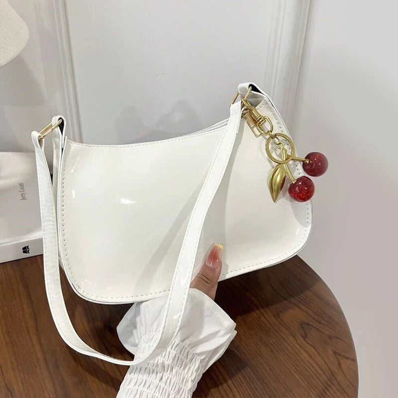 Amélie Cherry Charm Shoulder Bag – Women’s Crescent Handbag