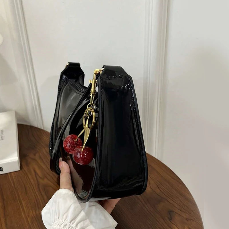 Amélie Cherry Charm Shoulder Bag – Women’s Crescent Handbag