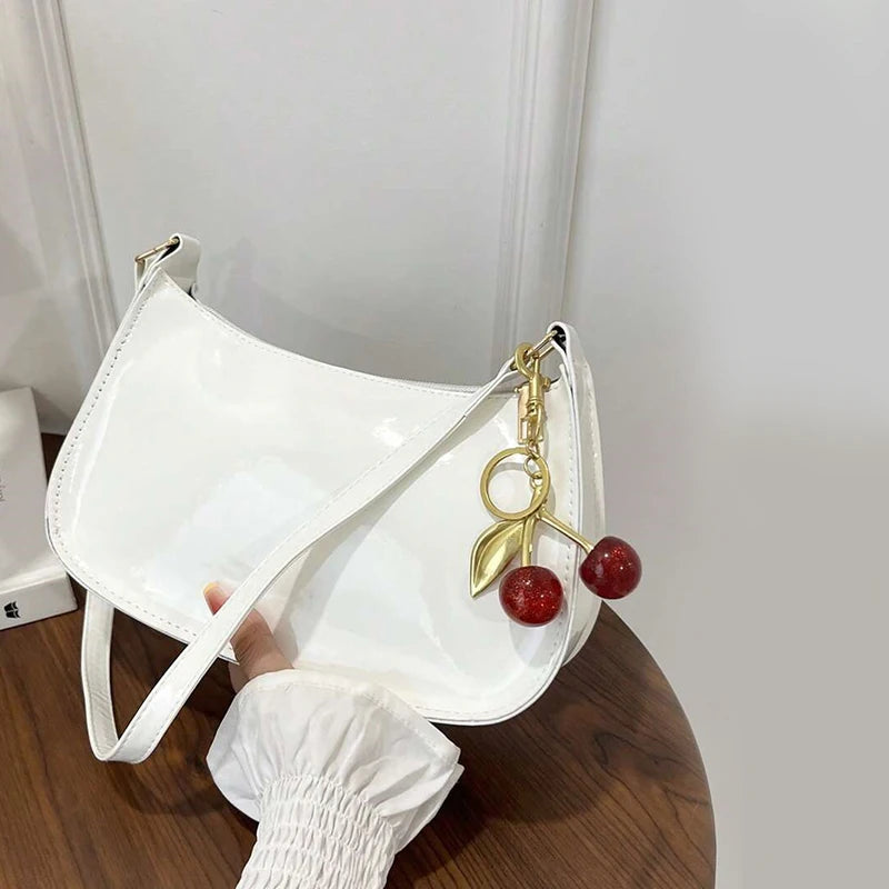 Amélie Cherry Charm Shoulder Bag – Women’s Crescent Handbag