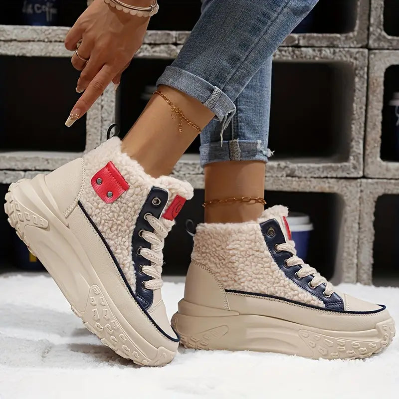 Kobieta | Śniegowce | Sneakersy Na Platformie | Wysoka Cholewka | Styl Casual