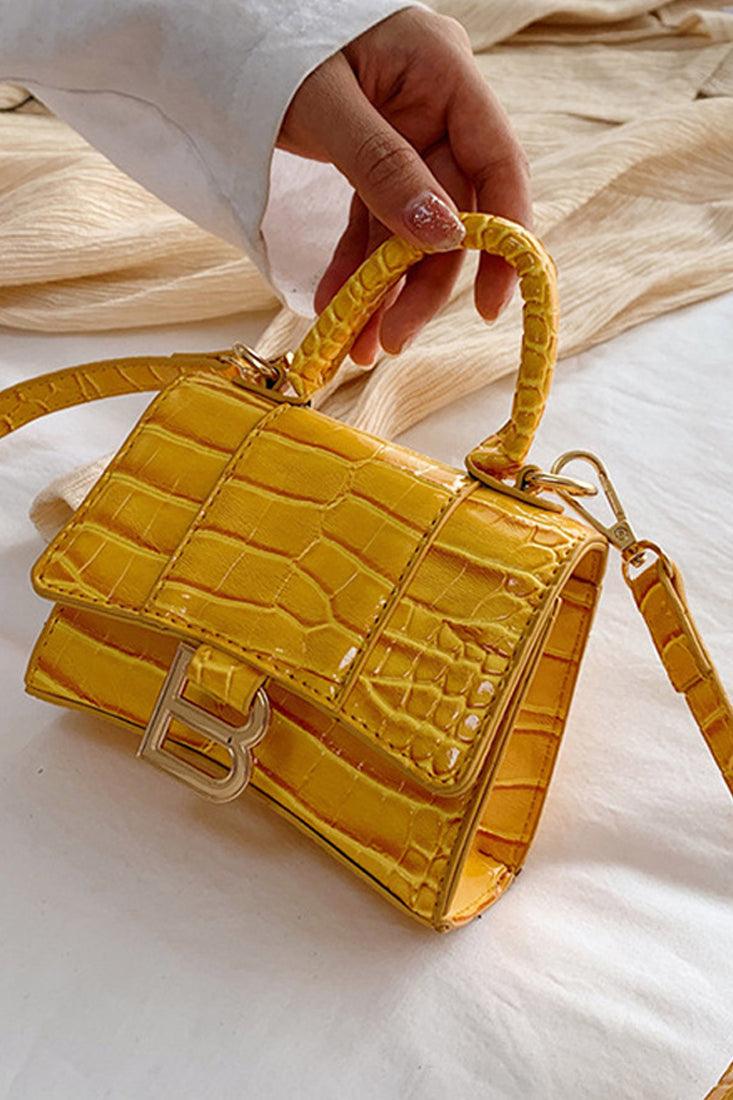 Żółta torba crossbody w stylu krokodyla